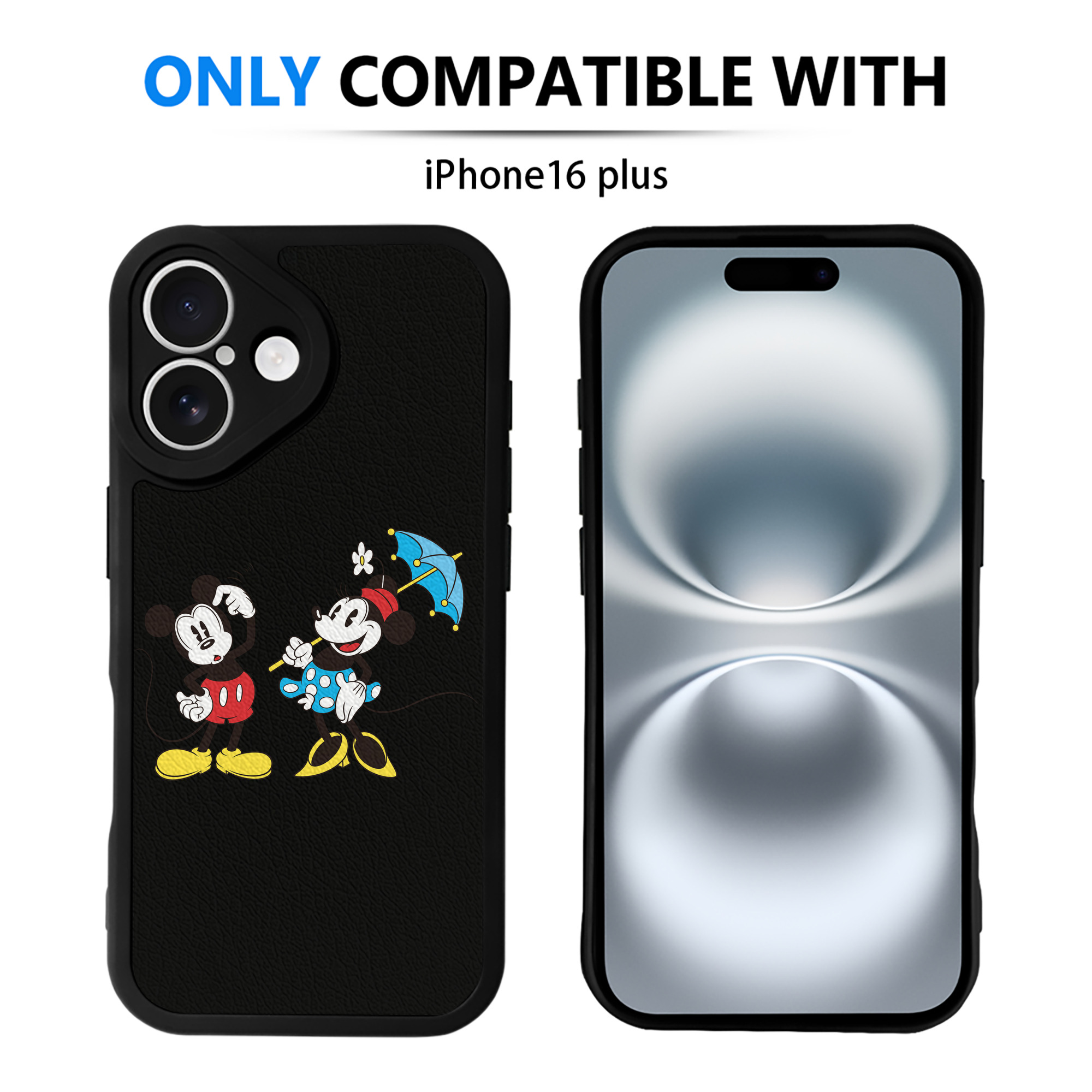 （画像用） ミッキーマウス Mickey Mouse 【iPhone 16シリーズ対応】シリコンスマホケース（レザー調） 材質：シリコン